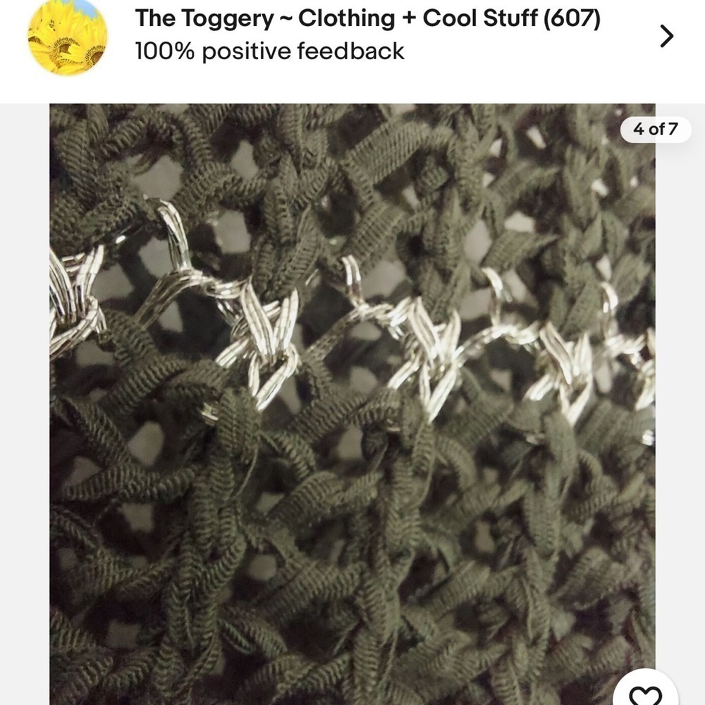 Chicos Olive Green Silver Open Knit Sweater 2 - Picture 9 of 9